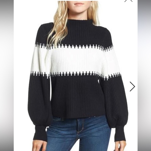 French connection Sofia stripped puff sleeve sweater - Picture 2 of 2